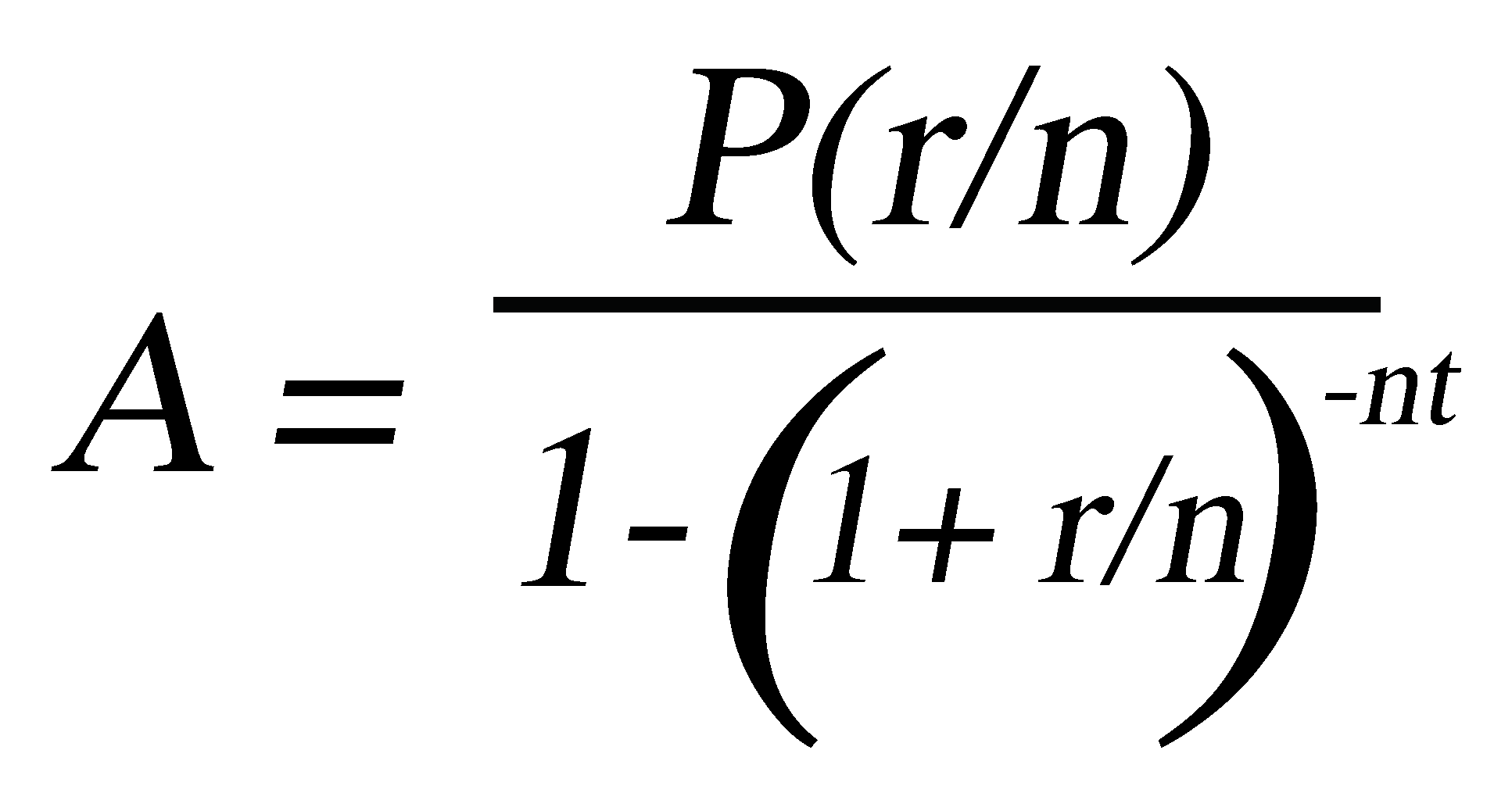 P*(r/n) / (1-(1+r/n)^-nt)